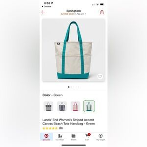 Target x Lands End tote- white and green